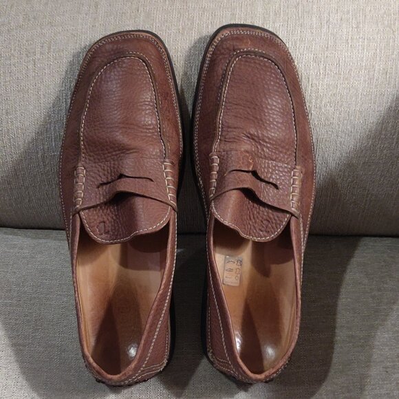 Tod's Brown Pebble Grain Leather Penny Loafer Men's SIZE US 10 - Picture 6 of 10